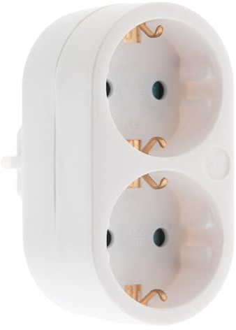 Zenitech, Biplite-uttag, Schuko-modell, 16A, perfekt för dina elektriska apparater, modern och elegant design, perfekt för hemmet eller kontoret - 16A - Vit - 2 uttag