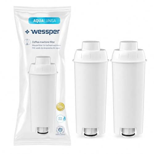 Wessper Aqua Lunga vattenfilter för Delonghi helautomatisk kaffemaskin DLSC002, SER3017 & 5513292811 – kompatibel med ECAM, ESAM, ETAM, SECAM-serien (2-pack)