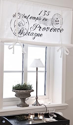 LillaBelle Raff Gardine Nice GRAU 120 x 100 cm BxL(H) Rollo Weiß Landhaus Vintage Shabby