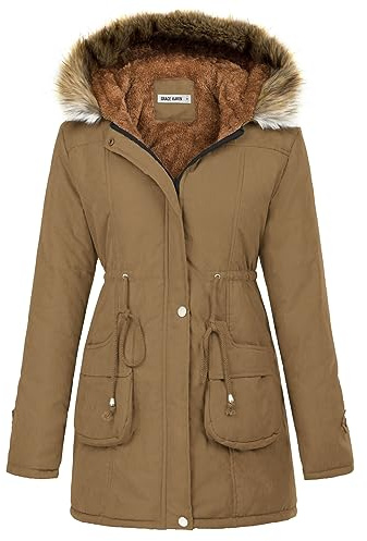 Women's Winter Thicken Coat Warm Jacket Fleece Parkas Anroaks Coats Camel XL