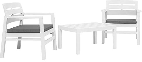 Homgoday 3-teiliges Gartenmöbel-Set aus Kunststoff, weiß, Sonnenliegen, Schlafsofa, Gartenliegen, Pool-Liegen, Sonnenliege für den Garten