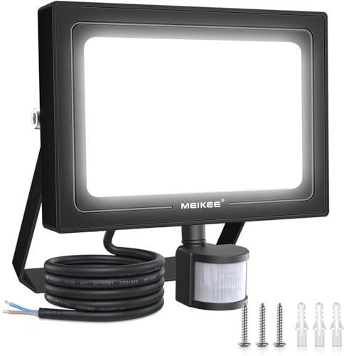 MEIKEE 30W LED-strålkastare med sensor 2800 lm 6500 K superljus utomhusstrålkastare med sensor IP66 vattentät Utomhus säkerhetsbelysning för trädgårdsgolv sportfält