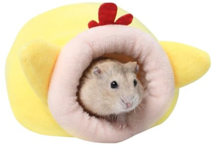 Hamsterbett, rutschfestes Hamster Schlafnest, Hamsterhaus Kleintiernest Baumwollhaus, Kleintier Warm Bett Haus Käfig Nest, für Zwerghamster und kleine Haustiere, Gelb, klein