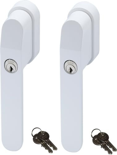 ABUS FG400W, abschließbarer Fenstergriff in weiß im Set 2 Stück, alle gleichschließend AL0145 mit Vier Schlüsseln