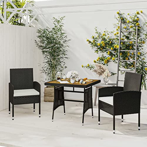 DYRJDJWIDHW Outdoor Kissen,gartenliege wetterfest,paletten,3-TLG. Garten-Essgruppe Poly Rattan SchwarzGeeignet für Garten, Swimmingpool, Wohnzimmer, Terrasse