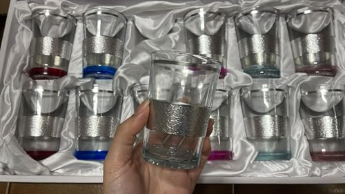 MIELIMON Juego de 12 vasos elegantes para té marroqui de 150ml, tazas de té persa árabe para servir café, café expreso (multicolor)