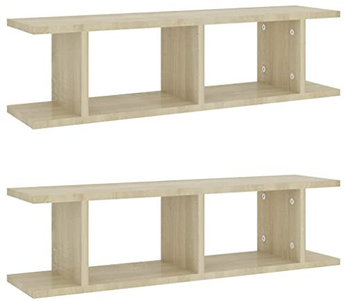 vidaXL 2X Wandregal Schweberegal Regale Wandboard Regal Dekoregal Wandablage Bücherregal Wandregale Sonoma-Eiche 75x18x20cm Holzwerkstoff
