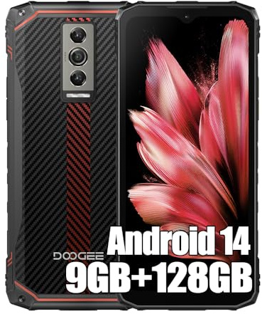 DOOGEE Blade 10 Rugged 4G Téléphones Portables Débloqués (2024), 9GB + 128GB, Batteria 5150mAh, 16MP + 8MP Smartphones, Android 14, 6,56 pollici, NFC, Face ID, 11mm Thin Rouge