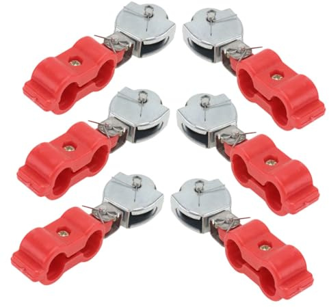 Steelseilrolle 6 Stück Metall Kunststoff Rot und Handling | Umlenkrolle Stahlseil, Kugelgelagert, Leicht und Tragbar, Einfache Montage, für Transport