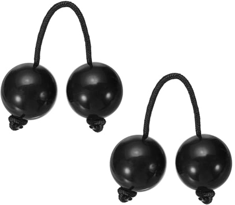 YELARXI Rhythm African Shaker Kashaka Shaker Ball Kashaka Hand Percussion Instruments with Black Rope, Fit for Adults Wedding Party Musical Class Show (2 Pack, Black)