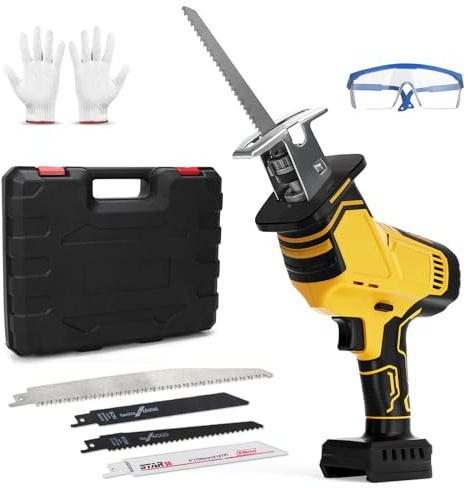 Cordless Reciprocating Saw Compatible with DeWalt 20V Battery, Brushless 0-3000 SPM Variable Speed Sawzall Tool-Free Blade Change with 4 Saw Blade for Wood/Metal/PVC Cutting (No Battery)