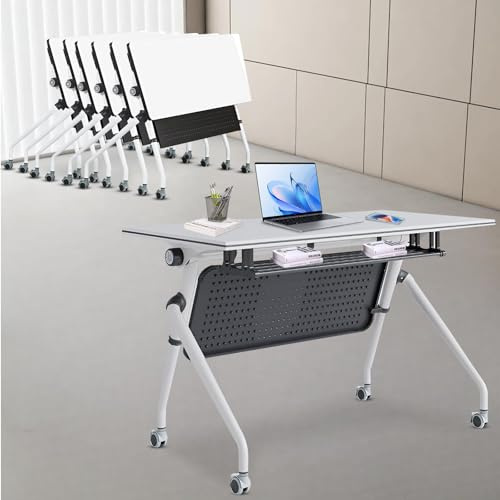 Modulare, faltbare Konferenztische mit Rollen, Set mit 4 großen rechteckigen Besprechungstischen für Büro/Klassenzimmer, 119,9 cm L x 60 cm B x 74,9 cm H
