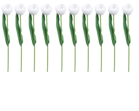Künstlicher Tulpenstrauß mit 10 PU-Stielen für langlebige und attraktive Blumenarrangements in mehreren Einstellungen (weiß)
