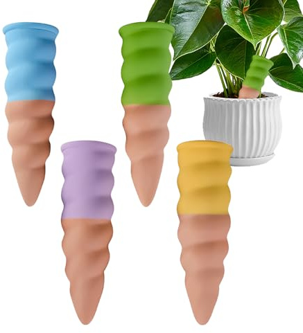 Lot de 4 cônes d'arrosage automatique pour plantes - Inserts à libération lente pour l'entretien des fleurs végétales en intérieur et extérieur