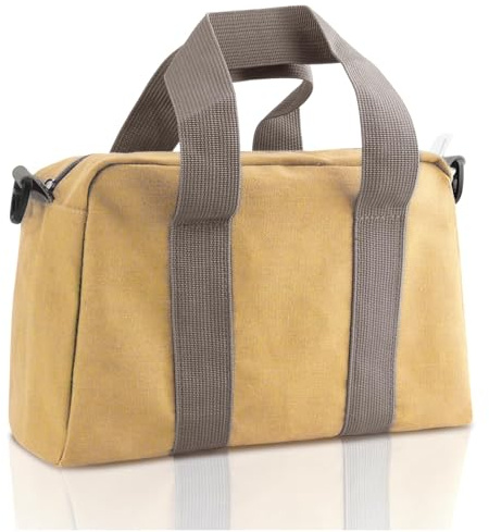 Werkzeugtasche Leer Klein 30cm (12 Zoll), Robustes Segeltuch Werkzeugkoffer mit Weitöffnung & Reißverschluss,Kleine Arbeitstasche für Auto & Haushalt, Werkzeug Organizer für Schraubendreher. Khaki