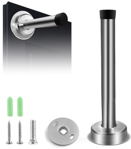 Fermaporta Da Parete In Acciaio Inox,Ferma Porta Da Muro,15cm Fermaporta A Muro,Supporto Da Parete Per Porta In Gomma Contiene Elementi Di Fissaggio