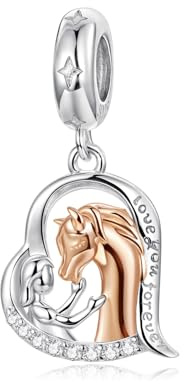 Dame liebt Pferde-Anhänger mit Herzchen für Pandora Armband aus 925er Silber