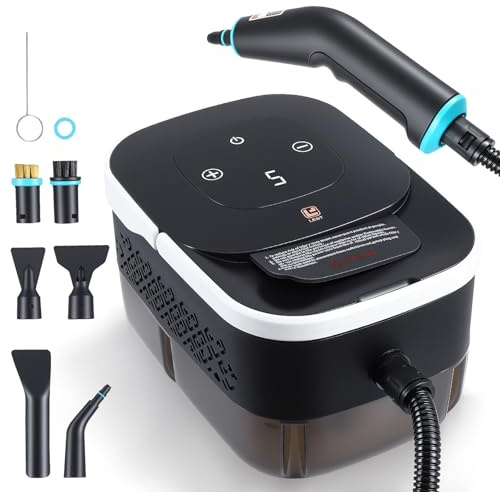 2500W Dampfreiniger Handdampfreiniger mit 6 einstellbaren Geschwindigkeiten und 8 Düsenarten, 1250 ml Wassertank, Hochdruck-Dampfreinigungsmaschine für Zuhause und Auto