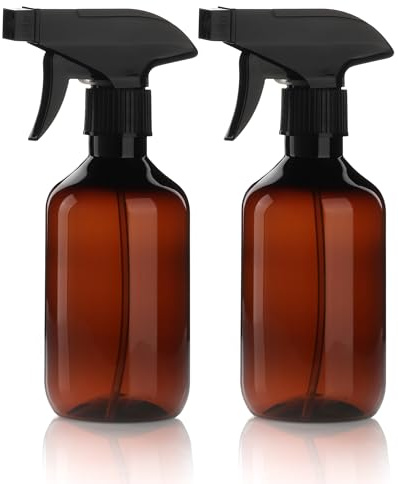 lulir 2 Bote Spray Pulverizador Plást. Reutil. Boquilla Ajust. 300ml Marrón | 2 Pulverizadores de 300ml Reutilizables con Boquilla Ajustable, Ideales para Peluquería, Plantas, Mascotas y Limpieza.