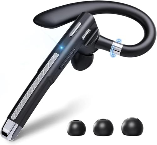 Boytond Headset Bluetooth 6.1 Wireless Headphones with CVC8.0 Microphone 1.5 Hours Quick Charge Two Device Connection Earpiece 12 Hours Playtime Hands-Free Mobile Phone Earphones for Driving/Business