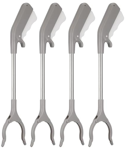 Healeved Set di 4 pinze raccogli-rifiuti: 40 cm/16 (40 cm) con artiglio antiscivolo, impugnatura ergonomica e asta in acciaio inossidabile per interni ed esterni.