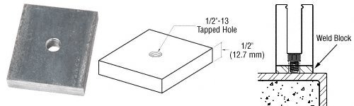 CRL BSWB712 1/2 Mill Steel Weld Blocks for B7S, 8B34, L56S, and 9BL56 Base Shoes - 10/Pk