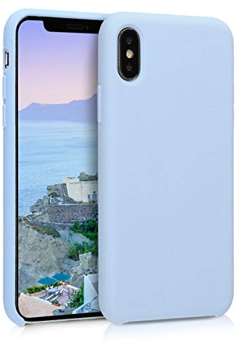 kwmobile Handyhülle für Apple iPhone X Hülle - Case Silikon - Kabelloses Laden - Schutzhülle Cover in Hellblau matt