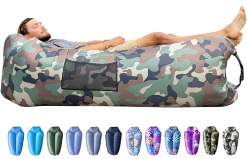 AlphaBeing Aufblasbare Liege, Strandkorbzubehör, Luftsofa, Hängematte, Aufblasbare Couch für Camping, Hinterhof oder See mit Kompressionskammern, Ideale Outdoor-Geschenke für Erwachsene