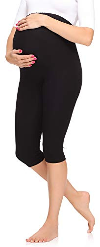 Merry Style Damen 3/4 Umstandsleggings aus Viskose MS10-298 (Schwarz, M)
