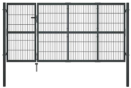 Gartentor mit Pfosten Stahl 350×120 cm Anthrazit
