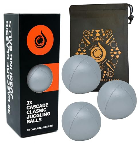 3 x Pro 115 g Cascade Classic Jonglierbälle – Thud-Set mit Tasche (Silber)