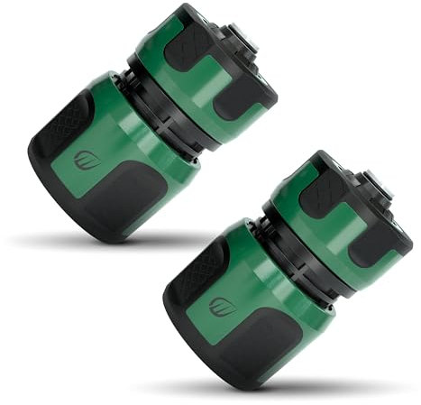 RASENWERK® - Conector de Manguera de jardín con Aquastop para Manguera de 1/2 y 5/8 Pulgadas - Conector de Manguera Waterstop Premium - Conector Universal - 2 Piezas