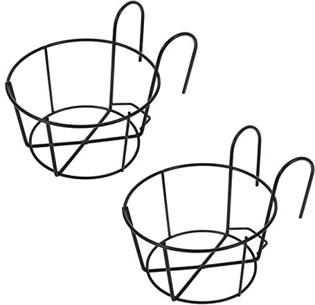Cabilock 2pièces Pot De Fleurs Suspendu Métal Avec Crochets Pour Plante Support De Pot De Fleurs Pour Maison Bureau Balcon Noir Moyen