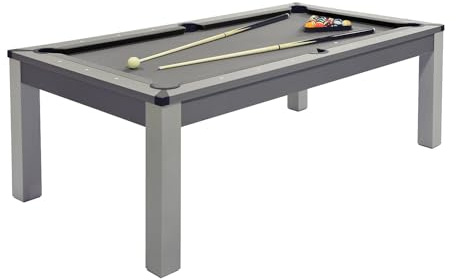Vente-unique-Multifunktionstisch Billard & Tischtennis - 213 x 112 x 81,5 cm - Grau - Balthazar