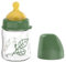 nip Wide Mouth Baby Bottle with Valve for Optimal Air Inflow and Two Natural Rubber Teats Breastfeeding Friendly Baby Bottle Made of Shatterproof Glass Size S 120 ml Green