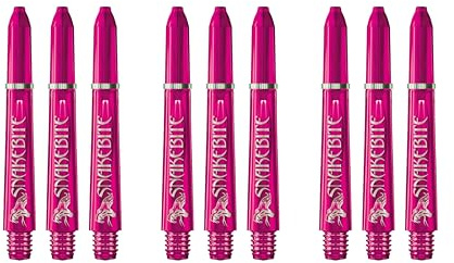 RED DRAGON Peter Wright Snakebite Signature Polycarbonate Rosa Kurze Dart-Stiele - 3 Sets pro Packung (insgesamt 9 Stiele)