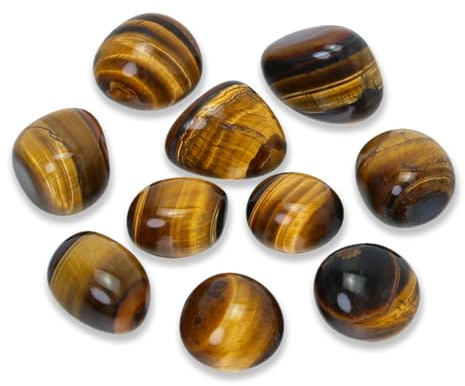 Namzi tumlade polerade naturliga tigeröga stenar för tumling, cabbing, fontänstenar, dekoration, polering, trådlindning, Wicca & Reiki Healing Crystals (10 st)