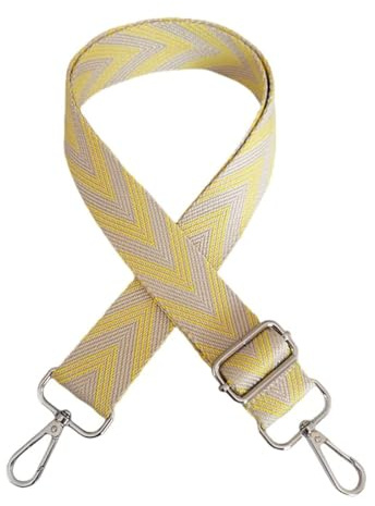 SYSUII 75-130cm Verstellbarer Schultergurt für Taschen Breit 3,8cm Taschengurt Schulterriemen mit Streifenmuster Bunter Boho Schultergurt für Damen Taschen DIY Zubehör Taschengurte zum Wechseln Gelb