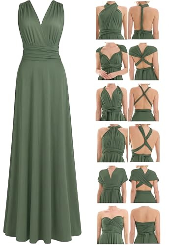Juvell Vestido de Dama de Honor - Vestido Maxi Infinity - Vestido Cruzado - Incluyendo Bandeau Top - Boda-Bridesmaid-Bola - 1000 (40-44, Verde)