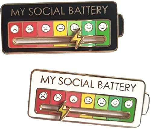 My Social Battery Pin, rolig brosch för social stämning i 7 dagar, 2 stycken broscher för sociala batteri, roliga stift, smycken, dekoration, nål, S, Legerat stål