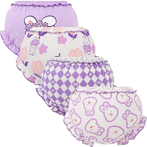 Happy Cherry - Toddler Ruffle Bloomer Baby Shorts Panties Cotton Biefs for Girls Underwear Training Pants Kids Diaper Cover Soft Knickers Newborn Cute Cartoon Underpants 0-6 Years