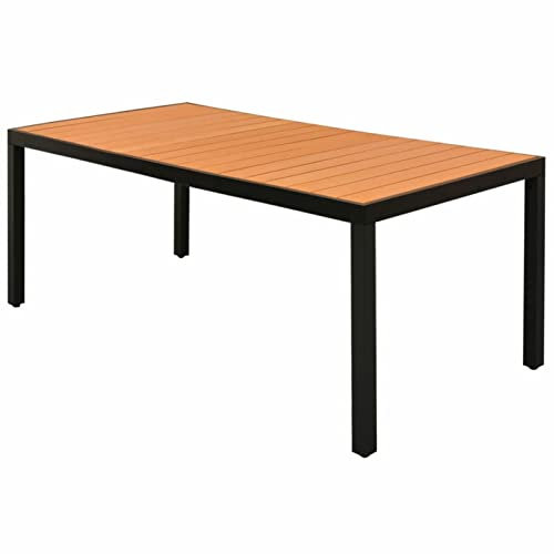ZEYUAN Garten-Esstisch, Tisch Garten, Balkontisch, Mehrzwecktisch, Buffettisch, Biertisch, Bierzelttisch, Flohmarkttisch, WPC Aluminium 185 x 90 x 74 cm Braun