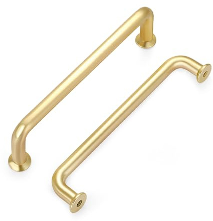 Malimali 10 Pack 128mm Gold Kitchen Cupboard Handles, Drawer Handles Pulls | Kitchen Cabinet Handles, Wardrobe Door Handles, Modern Pull Handle for Closet, Dresser, Bathroom Cabinet, Brushed Brass
