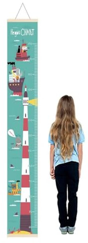 Premium Kinder Wandmessleiste mit Wachstumsmarker & Tiermotiven | Wanddekoration für Jungen & Mädchen | Abnehmbar & Wiederverwendbar | Kinderzimmer Deko mit Messfunktion (Leuchtturm)