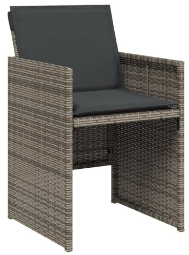 vidaXL Gartenstühle 4 STK., Gartenstuhl mit Kissen, Gartensessel Stuhl für Garten Balkon Terrasse, Sessel Stuhlset Gartenmöbel, Grau Poly Rattan