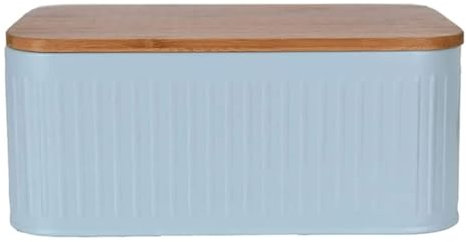 OUYUE Bread Box Bread Bin Metal Bread Box Modern Bread Holder With Lid Vintage Farmhouse Bread Bin Storage Minimalistic Bread Storage(Blue)