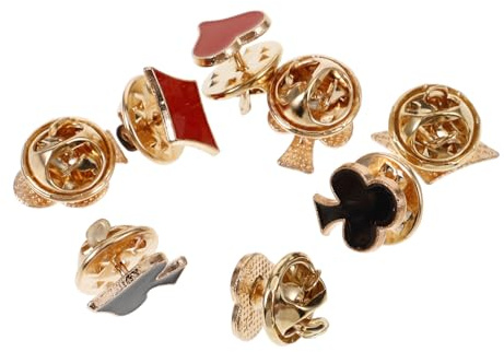 8 StüCk Poker Spielkarten Brosche Set – Kreative Kragenpins Mit PersöNlichkeit, Lustige Rote Herz, Pik, Karo Und Kreuz Anstecknadeln FüR Kleidung, Schal Und Revers