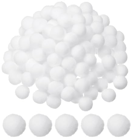 PATIKIL 15mm Bunte Pompons zum Basteln, 500 Stück Filzkugeln Bunt Mini Pom Poms, Bastelarbeiten Puff Bälle Bulk für Hüte Ostern Weihnachtskunst Verzieren Nähen DIY, Weiß