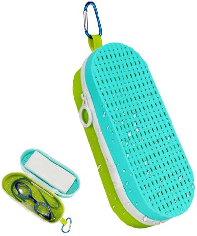 LQTSLFM Estuche para Gafas de Natación, Funda para Gafas Transpirable con Agujero, Caja de Almacenamiento de Gafas de Buceo de Natación en Color con Cremallera para Niños y Adultos