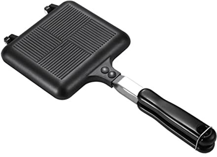 OUNONA Poêle À Antiadhésive Double Face Facile À Nettoyer Répartition Uniforme De La Chaleur Poignée Robuste Trou De Suspension Pour Toasts Hamburgers Casseroles